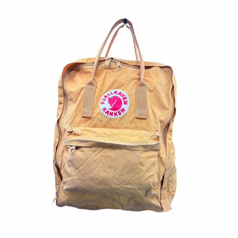 Fjällräven Kånken Classic Backpack Yellow Ochre Pink Logo Worn Strap 16L